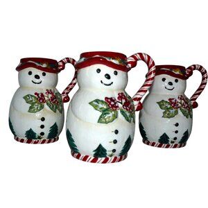 Jolly Ol' Snowy 3 Figural Snowmen Mugs 24 Oz Ceramic by Tracy Holiday Winter